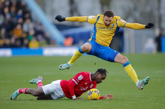 Action during the Sky Bet League 2 match against Crewe Alexandra at the One Call Stadium, 06 Jan 2024, Photo credit Chris & Jeanette Holloway / The Bigger Picture.media