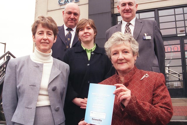 CROP launched their new booklet at  the Showroom Cinema in 2000. Seen are speakers at the launch LtoR are, Irene Ivison of CROP, John McSweeney of Howells Solicitors, Fiona  Broadfoot of Street Exit,  Detective Chief Superintendent Mick  Burdis, and Diana Lamplugh of the Suzy Lamplugh Trust.