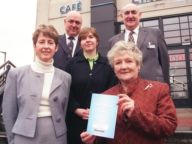 CROP launched their new booklet at the Showroom Cinema in 2000. Seen are speakers at the launch LtoR are, Irene Ivison of CROP, John McSweeney of Howells Solicitors, Fiona Broadfoot of Street Exit, Detective Chief Superintendent Mick Burdis, and Diana Lamplugh of the Suzy Lamplugh Trust.