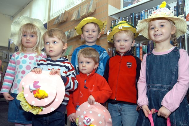 Some of the youngsters who attended the Easter Bonnet event held at Forest Town Library in 2008