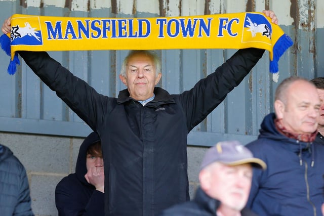 Mansfield Town fans enjoying their day out in the big win at Scunthorpe United.