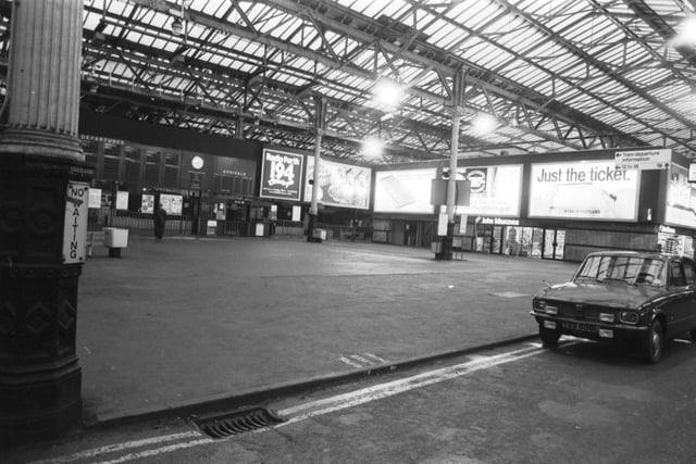 Waverley station in Edinburgh is deserted during the British Rail strike of January 1982.