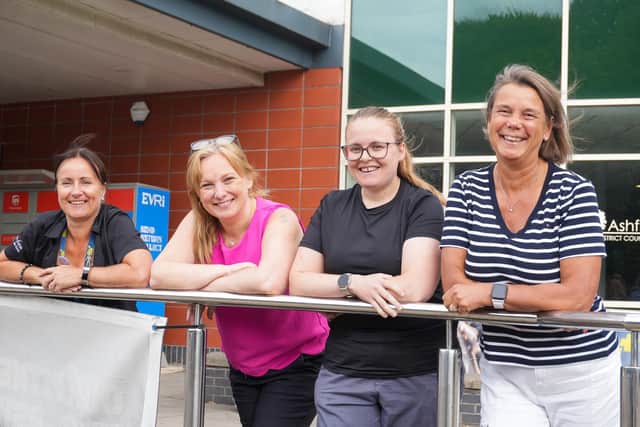 Hosts Ashley Marshall and Sarah Waring with Sara Davies and Sarah Kirk at Lammas Leisure Centre