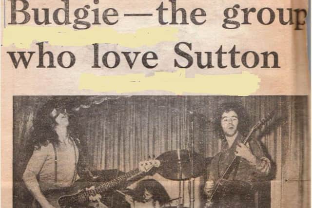 A page from the Notts Free Press newspaper of 1973, and an article about Budgie, one of the earliest pioneers of heavy metal.