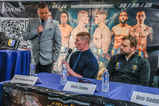 Fighters discuss their bouts ahead of the upcoming Field Mill Mania1 show. Pic: David Cudworth .