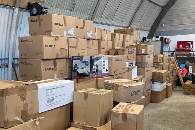 Donations were stacked out at Spray Tech