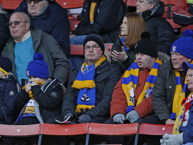 Stags fans ahead of kick-off before a 1-0 defeat to Swindon Town in February 2018.