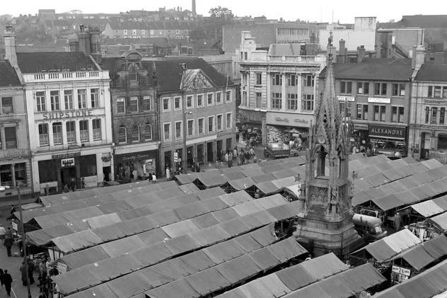 An aerial view of the market place in 1963.
