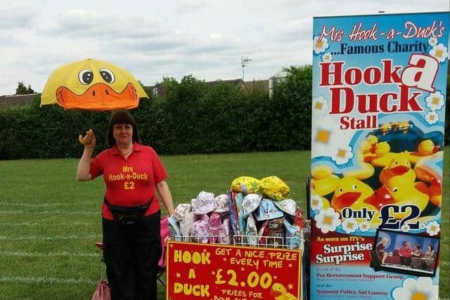 Yvette Price Mear (OLM) - Mrs Hook-a-Duck - fundraising on her stall before the virus