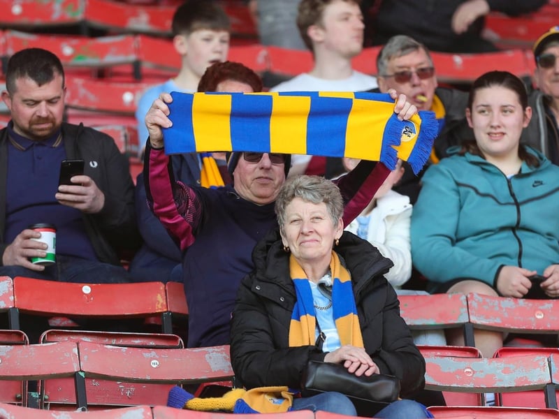 Mansfield Town fans ahead of kick-off at Swindon Town.