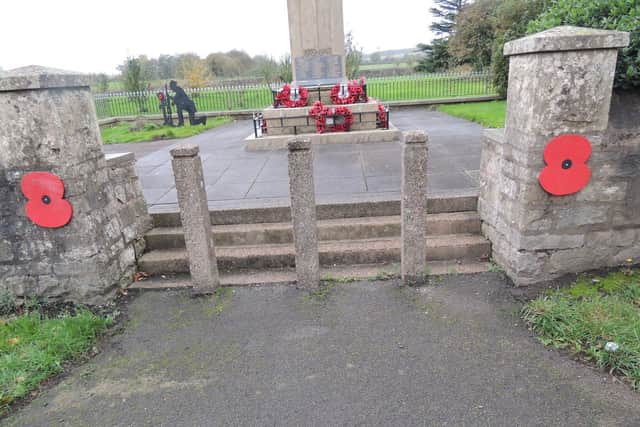 Warsop has been decorated with poppies and silhouettes of soldiers.