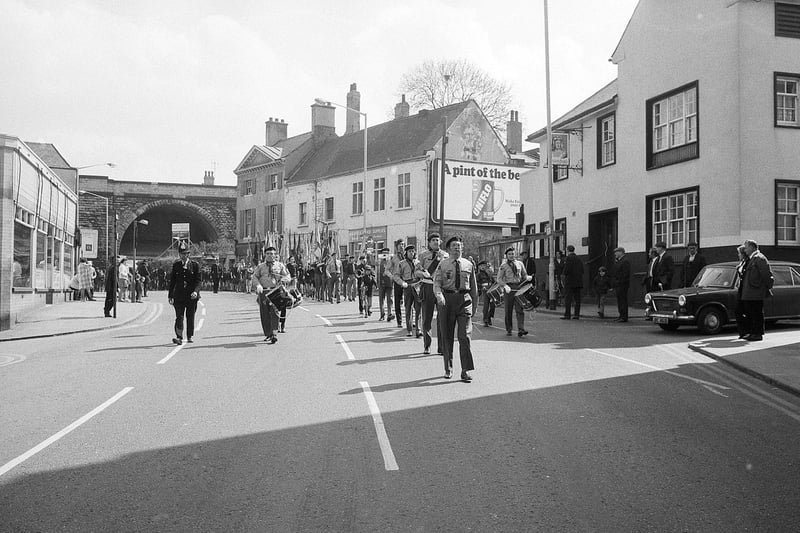 Mansfield Scouts on parade in 1973,