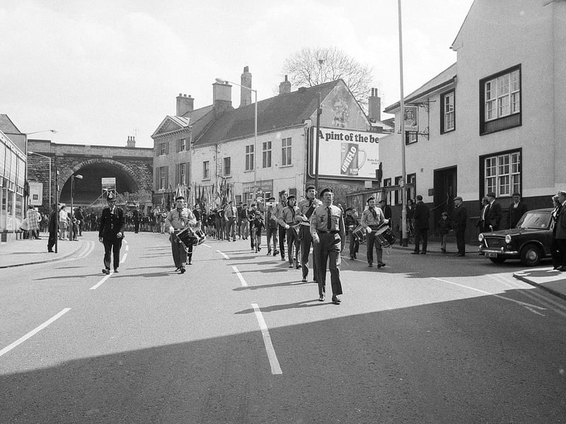 Mansfield Scouts on parade in 1973,