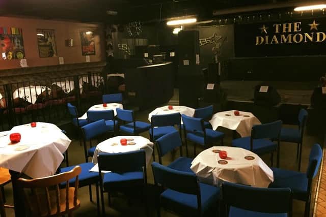 A photo of the interior of The Diamond music venue.