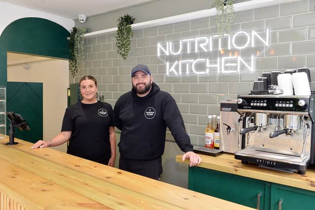 Nutrition Kitchen owner Craig Gibson and Rachel Siggee at the opening of their new healthy takeaway