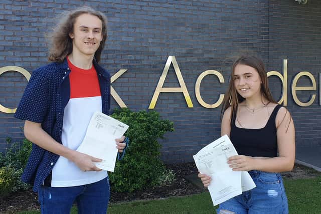 TAP scheme users Ben Madeley and Angel Robinson pick up the best GCSE results at Shirebrook Academy this year