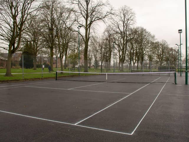 The refurbished tennis court at Sutton Lawn