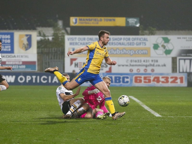 Mansfield Town forward Rhys Oates (18) during the Carabao Cup match against Port Vale FC at the One Call Stadium, 30 Oct 2023  Photo credit : Chris & Jeanette Holloway / The Bigger Picture.media : 62