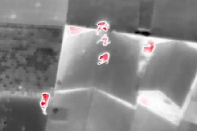 A thermal imaging drone identified the trio hiding on the roof.
