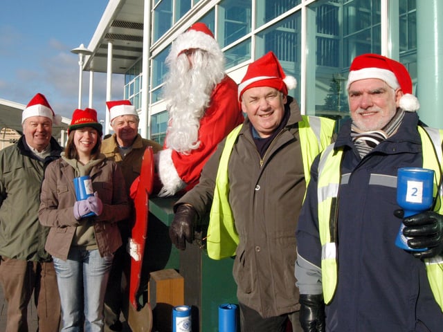 Mansfield Lions fundraisers pictured with their Christmas Sleigh at Forest Town Asda in 2007. Pictured from the left are: Brian Johnson, Terry Partridge, Louise Johnson, who was helping as part of Duke of Edinburgh Award, Graham Saxton, Keith Moorehouse and Mike Kennington