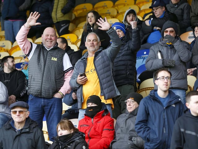 Mansfield Town fans ahead of kick-off on Saturday.