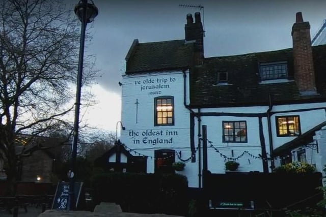 Ye Olde Trip to Jerusalem, Nottingham. Moans and groans are continuously heard from the haunted cellars of this the ancient pub, which could date back as far as 1068 AD.