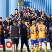 Stags salute their fans after the win at Barrow almost two weeks ago.