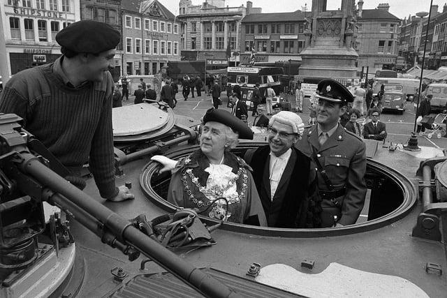 Sherwood Foresters regiment in Mansfield Market Place in 1970.