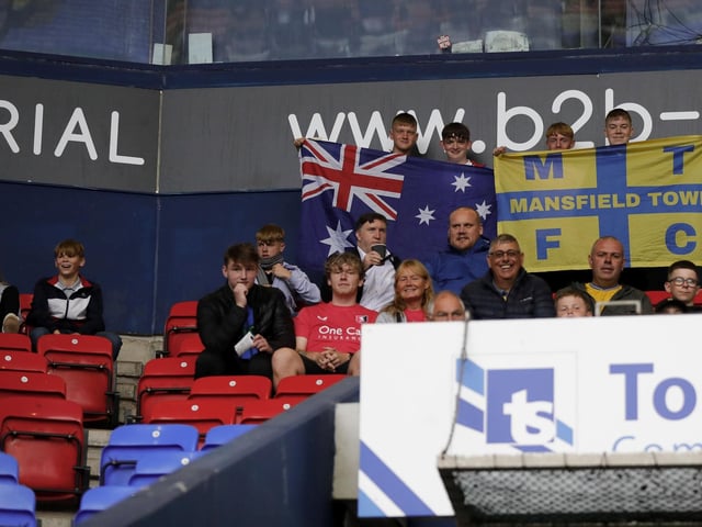 Stags fans at Bolton on Tuesday.