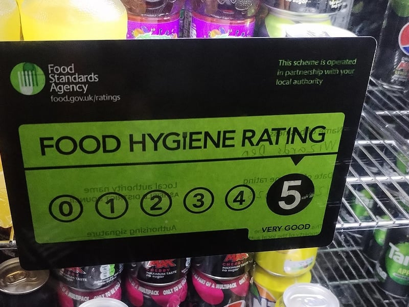The business has a five-star food and hygiene rating.
