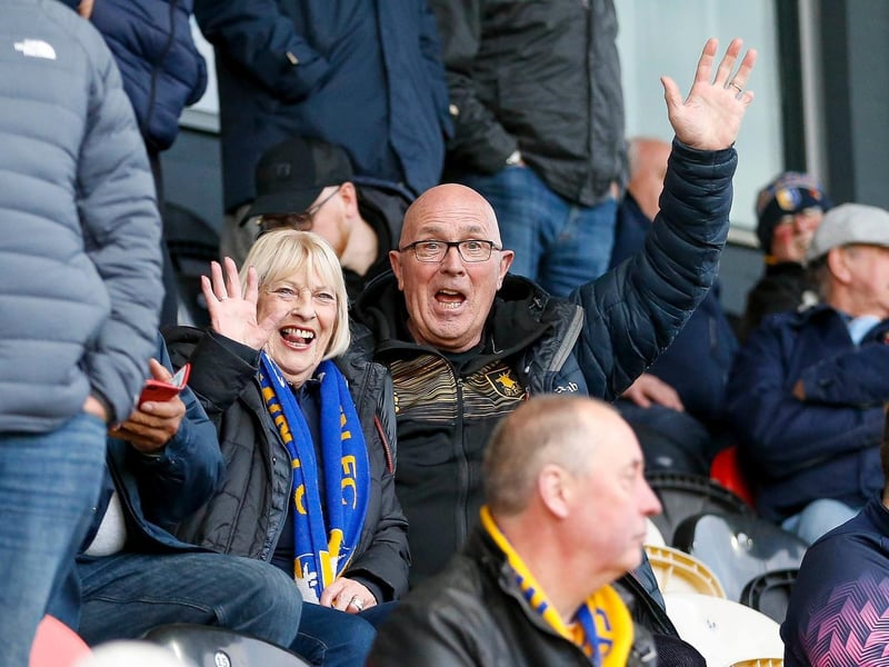 Mansfield Town fans ahead of kick-off at Newport.