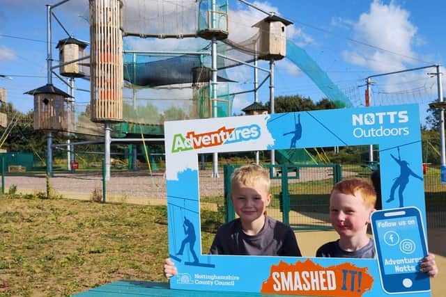 Mansfield's Harlan Verhees, 8 and Grayson Verhees, 5, enjoying the HAF day at Adventures