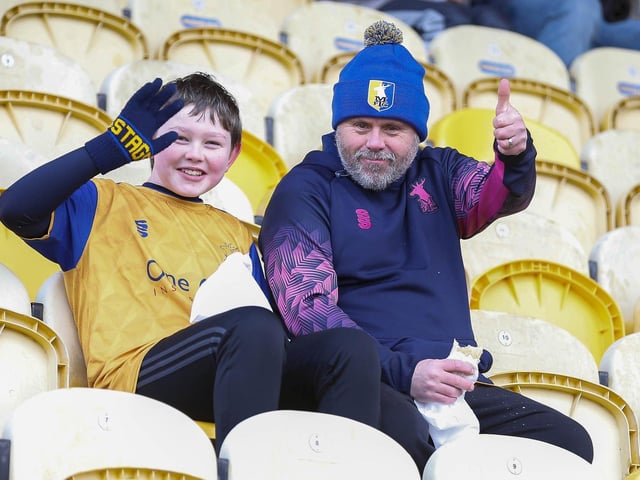 Mansfield Town fans ahead of kick-off on Saturday.