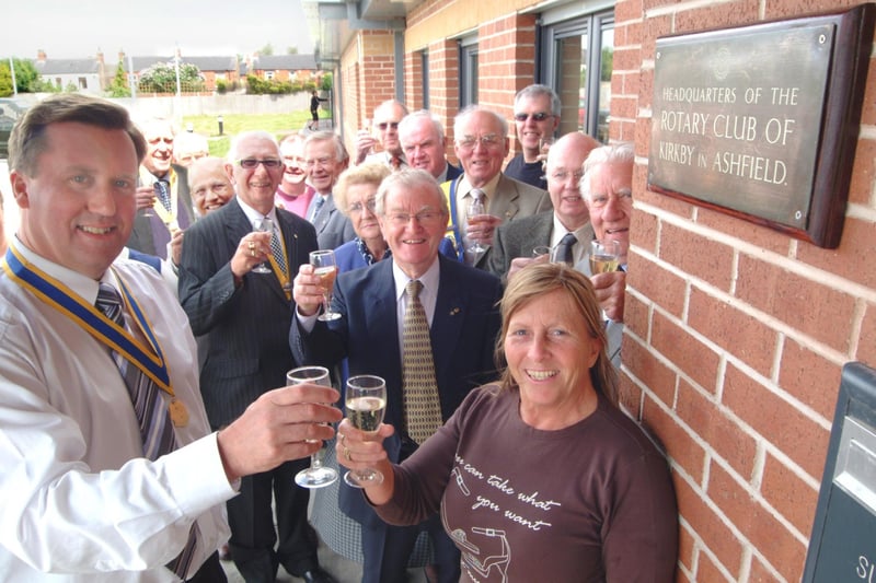 The Rotary Club of Kirkby-In-Ashfield unveil a plaque at The Summit Centre in Kirkby in 2007 to mark their new meeting centre. Centre Manager Kay Appleby, front right, unveiled the plaque with Rotary President Paul Riley, left watched by Rotary members.