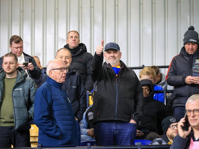Travelling Mansfield Town fans during the Sky Bet League One match against AFC Wimbledon at Stadium Plough Lane.