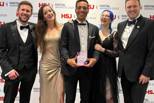 Photo of the East Midlands Cancer Alliance Centre for Psychosocial Health (EMCA CPH) team at the HSJ Digital Awards.