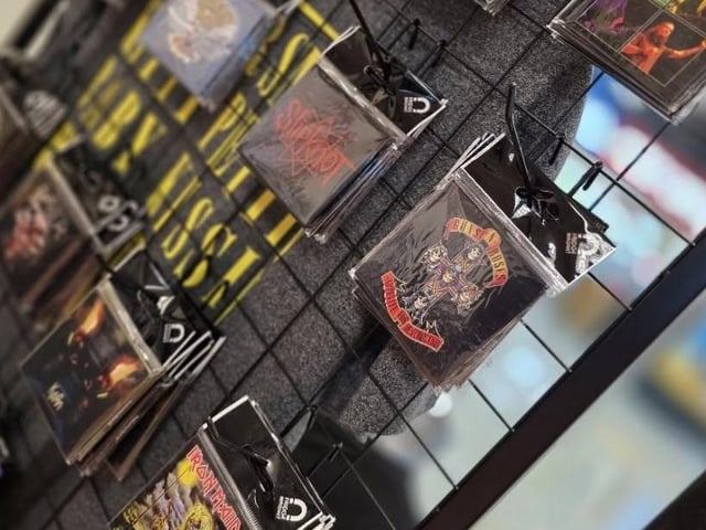 The shop is home to collectable pins and badges.