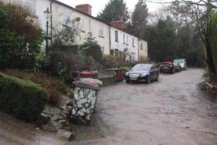 The unadopted road and access route to and from a proposed site for seven permanent caravan homes at Station Yard, near Chesterfield Road, Pleasley.