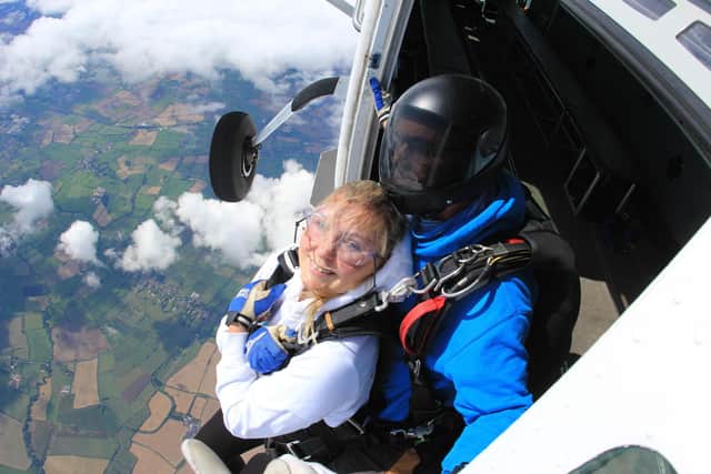 Jade, pictured just before her skydive, in Nottingham.