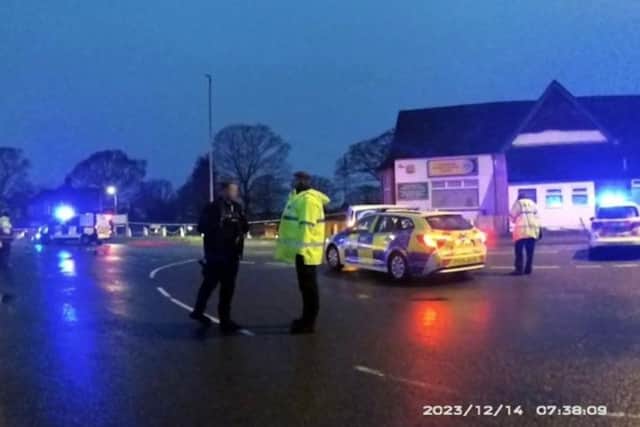 Police officers at the scene of the accident in Underwood at the time in 2023. Photo: Nottinghamshire Police