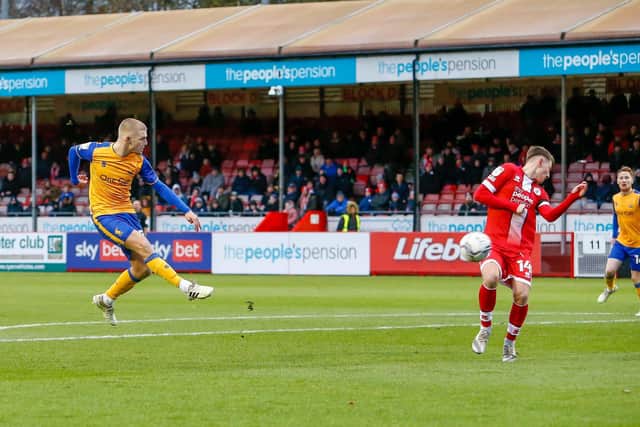 Ryan Stirk in action at Crawley - loanee is starting to impress.