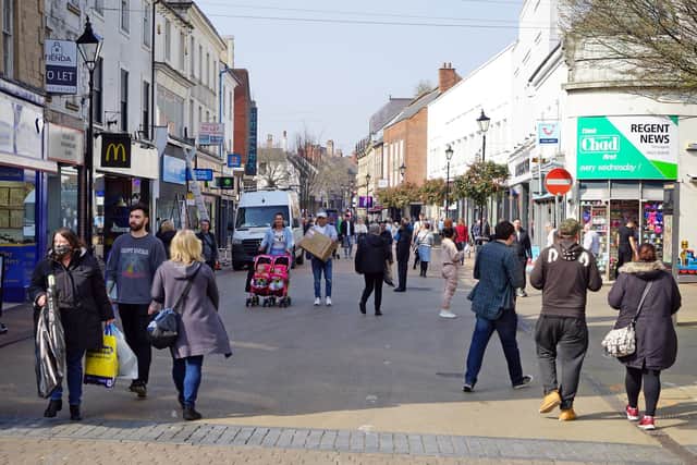 Mansfield town centre shoppers.