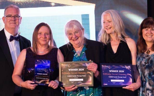 The CAMHS Family Therapy Team at Hopewood, recipients of the Outstanding Care and Compassion Award 2024, who were praised by a family for their empathy, respect, and life-changing support.