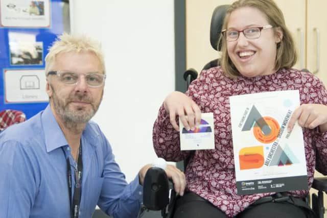 Andy Dawson, with a member of the Able Orchestra, was a winner at the NCA Hearts for the Arts Awards. Photo: Mark Allsop