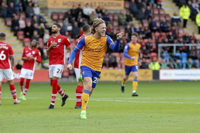 Will Swan celebrates scoring the equaliser against Crewe. Photo: Chris Holloway/The Bigger Picture.media.