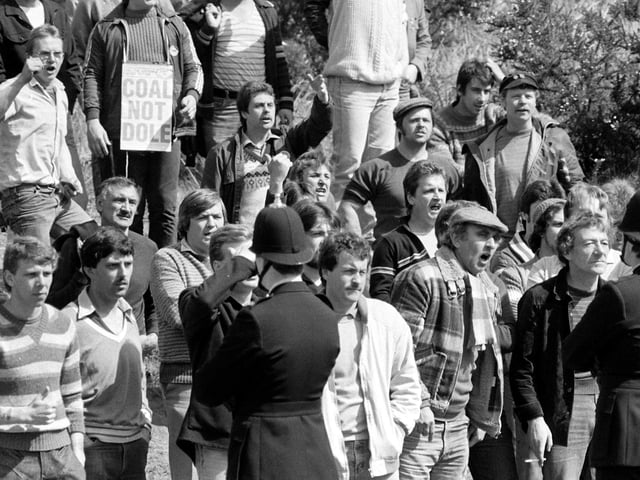 Mansfield colliery miners during the strike of 1984.