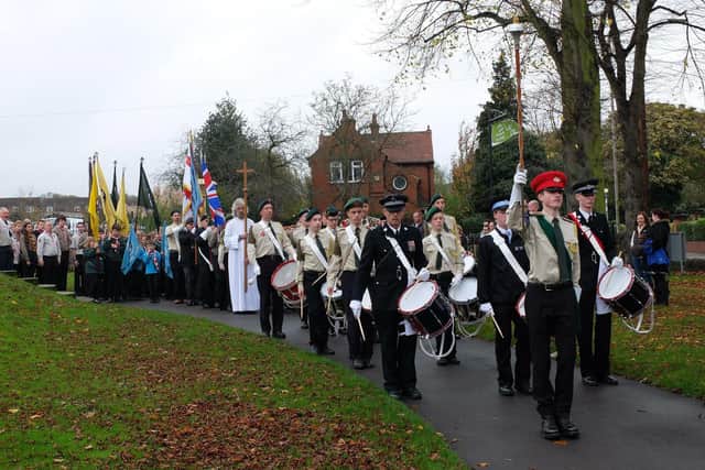 A previous Remembrance Sunday parade in Mansfield Woodhouse.
