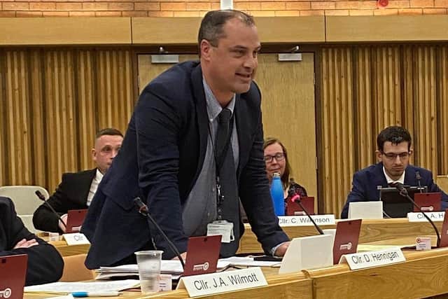 Coun David Hennigan speaks in a meeting of Ashfield Council.