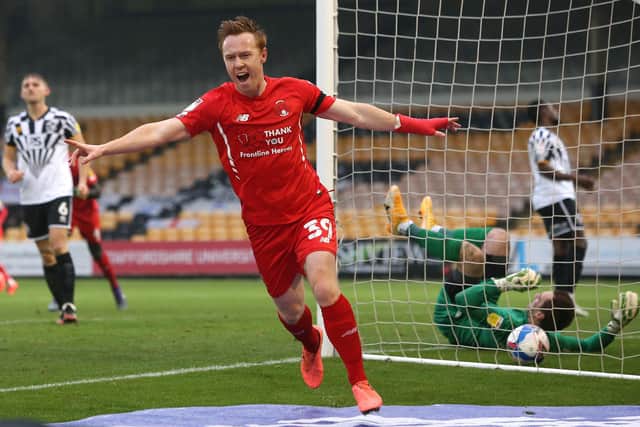 Danny Johnson celebrates a goal for Leyton Orient against Port Vale last season.