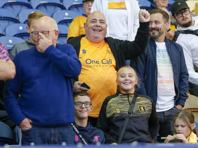 Mansfield Town fans during the Sky Bet League 2 match against Carlisle Utd.